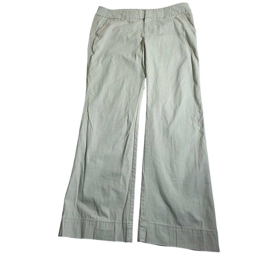 Gap Favorite Chino Trouser Womens 16 Reg Khaki Tan Wide Leg Cotton Pants flaw